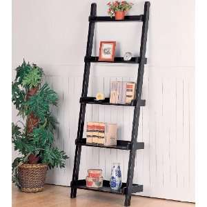  Black Casual Leaning Bookcase