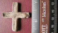 Ancient MEDIEVAL ARTIFACT   LARGE LEAD CROSS 7391  