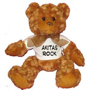  Akitas Rock Plush Teddy Bear with WHITE T Shirt Toys 