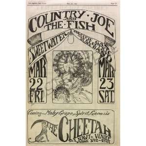  Country Joe Moby Grape Cheetah Concert Ad Poster 68
