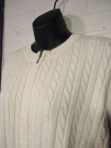 White Zip Front Cardigan Sweater ~ CROFT & BARROW ~ Size L  