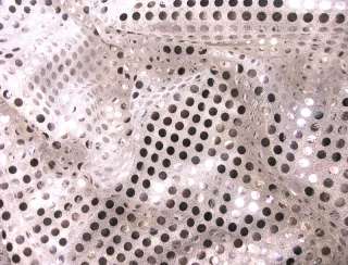 G01 Shiny Silver Sequin White Fabric Fashion by Yard  
