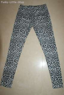 white leopard print leggings tight pants rock emo pt392  