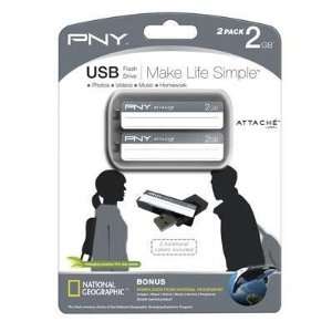 PNY Label Attache 2 GB USB 2.0 Flash Drive 2 Pack P FD2GBX2/GRYBTS EF 