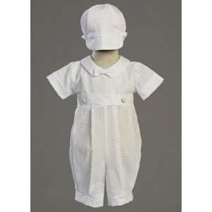  Embroidered Cotton Boys Baptism/Christening Romper Baby