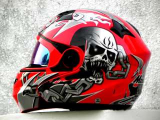 Masei 815 Skull Flip up DOT Motorcycle Helmet RED XL XXL  