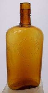 Light Honey Amber Embossed Tennessee Whiskey Flask 1890s  