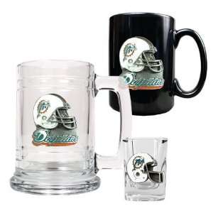  Miami Dolphins Tankard Coffee Mug and Shot Glass Set 