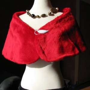  Red Faux Mink Fur Shawl Shrug with Clasp for Xmas 