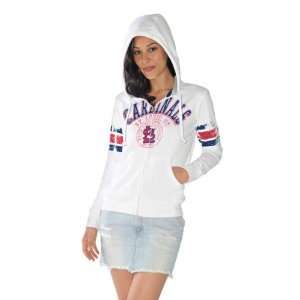  St. Louis Cardinals Womens White Vintage Striped Full Zip 