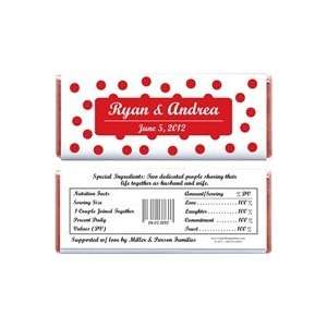 WA240RED   Wedding Red Polka Dots Candy Bar Wrapper  