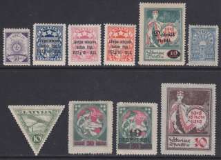 Latvia pre 1940 mint hi val selection 10 diff cv $20.75  