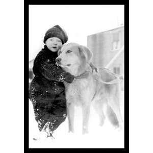  Child with Dog in Alaska   20x30 Gallery Wrapped Canvas 