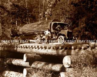 1900S FORD C CAB LOGGING TRUCK CARRYING ONE GIANT LOG LOGGER PHOTO 