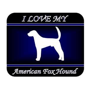  I Love My American Fox Hound Dog Mouse Pad   Blue Design 