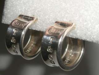 Tiffany & Co 925 Sterling Silver 1837 Wide Band Hoop Earrings  