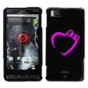  MOTOROLA DROID X PINK HEART BOW ON A BLACK HARD CASE COVER 
