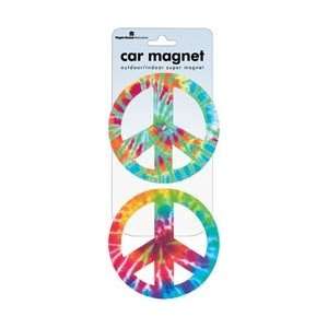  Paper House Car Magnet Peace Signs Tie Dye; 4 Items/Order 