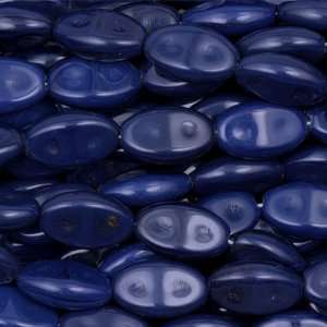  Vintage Dark Blue Pinched Oval Czech Glass Beads Arts 