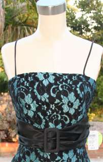NWT ROBERTA $110 Black/Turquoise Cocktail Party Gown 3  