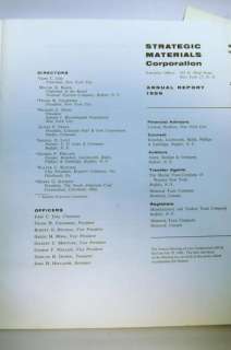 Strategic Materials Corporation Annual Report 1959