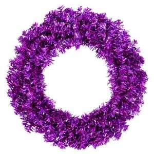 36 Pre Lit Purple Wide Cut Tinsel Artificial Christmas Wreath 