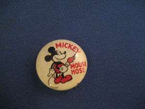 Mickey Mouse Hose Pinback Button ,1930s  