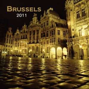 Brussels Belgium Nighttime Souvenir Fridge Magnets