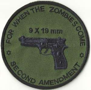 9mm ZOMBIE KILLER OD IRON ON Gun Patch Beretta Model 92  