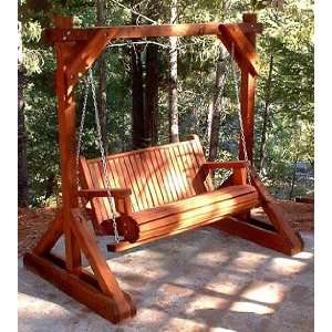    Forever 4 Foot Old Redwood Porch Swing Patio, Lawn & Garden