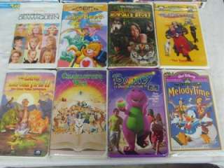   64 Kids Clamshell VHS Movies Toy Story Aladdin Cinderella Disney Babe