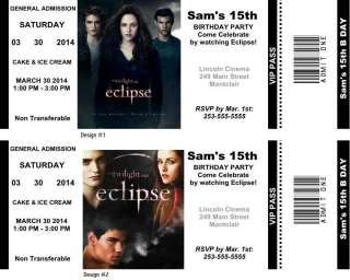 Twilight Eclipse Movie Ticket Invitations  
