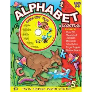  Alphabet and Counting Workbook & Music CD Twin Sisters 