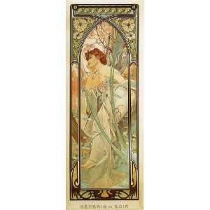 FRAMED oil paintings   Alphonse Maria Mucha   24 x 64 inches   Reverie 