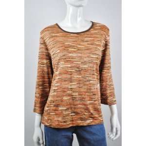  NEW ALFRED DUNNER WOMENS CREW NECK BROWN SWEATER L Beauty