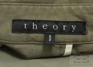 Theory Green Khaki Cotton Double Breasted Jacket Size S/P  
