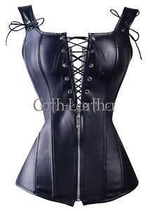 COOL Bonded Leather Straps CORSET With G String S 6XL  