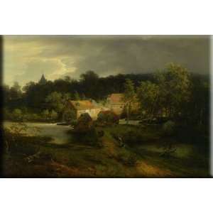  The Watermill in the Village 30x20 Streched Canvas Art by 