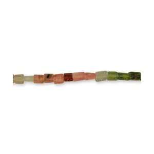  4mm WatermelonTourmaline Cylinder Beads   16 Inch Strand 