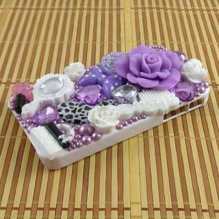 Lovely Purple Flower Pearl Crystal Rhinestone Hard Case Cover For 