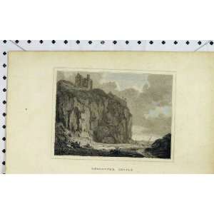  1805 View Dunnotter Castle Ruins Cliff Sea Boats Print 