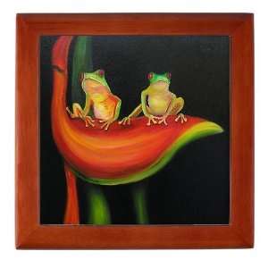 Tree Frogs on Haliconia Funny Keepsake Box by  