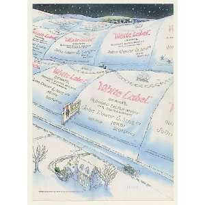  1982 Dewars White Label Scotch Snowy Hill Christmas Print 