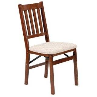 Arts and Crafts Wood Folding Chair with Upholstered Seat (Set of 2 