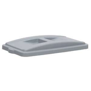   7315GY Plastic Wall Hugger Recycle Lid with Handles, Rectangular, Gray