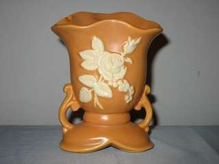 Weller Pottery Camio Vase Aprocit Color White Rose Signed Base Weller 