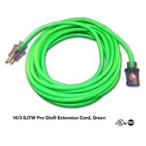    50 16/3 SJTW Pro Glo Extension Cord w/CGM Green