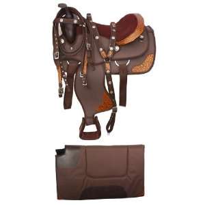   Western Horse Saddle With Alligator Print Pad Tack 14