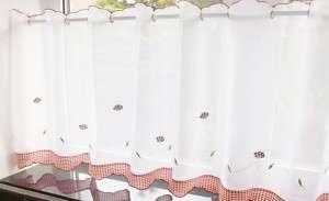 RED WHITE LADYBIRD KITCHEN CAFE CURTAIN PANEL 59 X 24  