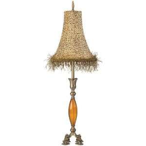     Table Lamp, Antique Brass/Polka Dots Beaded Shade